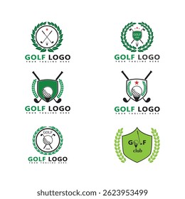 Logotipo do golfe definir ícone do vetor logotipo personagem premium ilustração