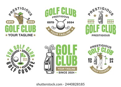 Golf logo sign badge vector template bundle. Golf logo with white background vector design collection.