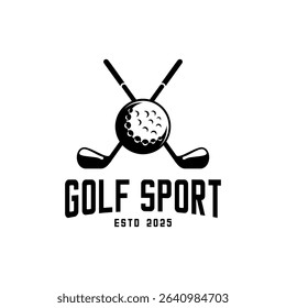 Golf logo, stick crossed and ball 