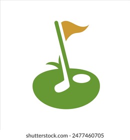 golf logo golf stick and flag symbol