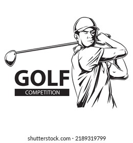 golf logo swing shoot. vector illustration on white background