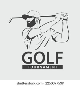 Golf logo swing shoot vector illustration. Golf Tournament