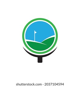 logotipo de golf y vector de símbolos