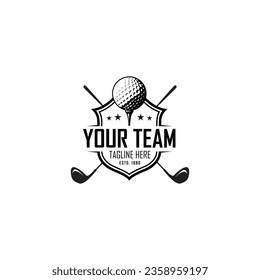Golf logo template. golf ball icon and club logo vector.