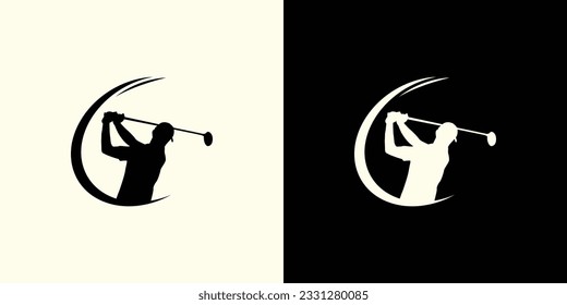 golf logo template, golfer design vector. Golf player Logo design vector template. Elite Golf club Logotype concept icon.