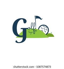 Golf Logo Template. Landscape Design. vector. on white background. icon. font