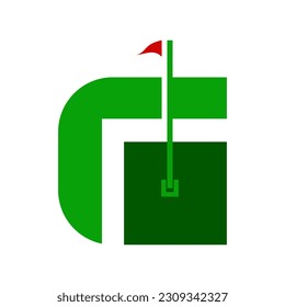 a golf logo that is shaped like a simple and cool letter is suitable for a golf business