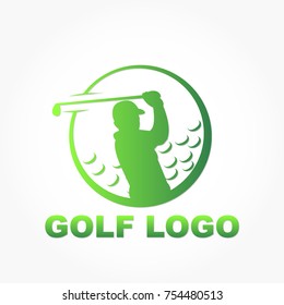 golf logo vector isolated with green circle frame for golf club or golf tournament symbol