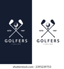 Golf Logo Vector Sport Golf Tournament Champion Club Design Stick And Ball, Template Illustration