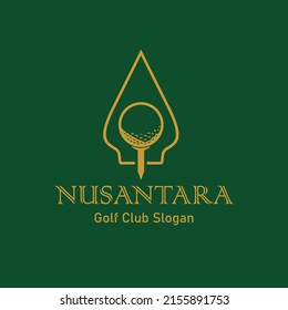 Golf logo vector wayang nusantara theme design illustration