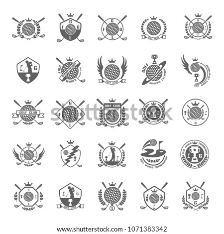 Golf logos icon set in trendy flat style isolated on white background. Symbol for your web site design, logo, app, UI. Vector illustration, EPS