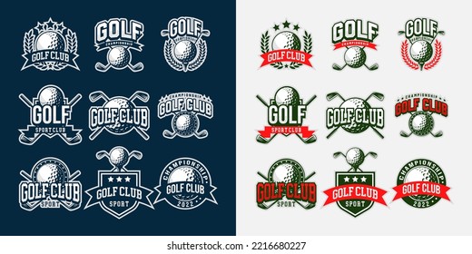 Golf logotype collection template. Modern logo and symbol of sport. Vintage and modern concept. Fit for apparel, brand, logo, symbol, banner, badge, emblem. High detail logo. Vector eps 10