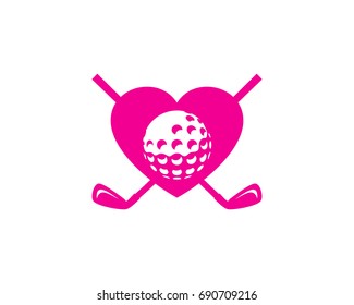 Golf Love Icon Logo Design Element