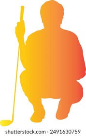 Golf-Männchen-Silhouette mit Gradient-Farben. Vektorillustration