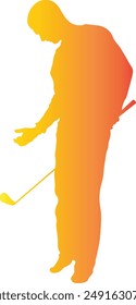 Golf-Männchen-Silhouette mit Gradient-Farben. Vektorillustration