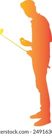 Golf Male Silhouette with Gradient Colors. Vector Illustration