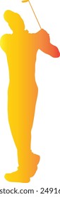 Golf Male Silhouette with Gradient Colors. Vector Illustration