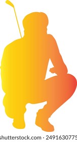 Golf Male Silhouette with Gradient Colors. Vector Illustration