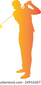 Golf-Männchen-Silhouette mit Gradient-Farben. Vektorillustration