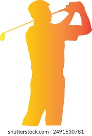 Golf Male Silhouette with Gradient Colors. Vector Illustration