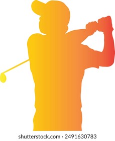 Golf Male Silhouette with Gradient Colors. Vector Illustration