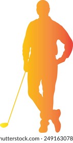 Golf-Männchen-Silhouette mit Gradient-Farben. Vektorillustration