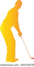 Golf Male Silhouette with Gradient Colors. Vector Illustration