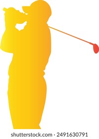 Golf Male Silhouette with Gradient Colors. Vector Illustration