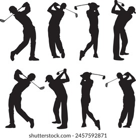 Golf man, golfer silhouette, golf player vector files