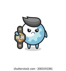 golf mascot character as a MMA fighter with the champion belt , cute style design for t shirt, sticker, logo element