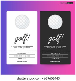 Golf Match Event Ticket Card Design With Seat and Venue Details
