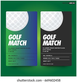 Golf Match Event Ticket Card Design With Seat and Venue Details