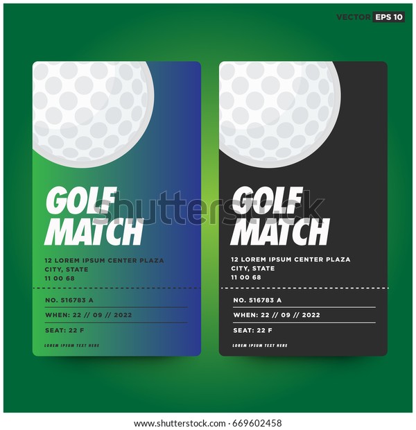 Golf Match Event Ticket Card Design Stock Vector (Royalty Free