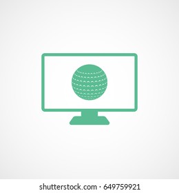 Golf Match On TV Green Flat Icon On White Background