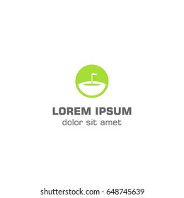 Golf negative space field. Vector logo template
