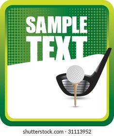 golf on tee with club on green halftone banner