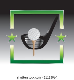 golf on tee with club on star background