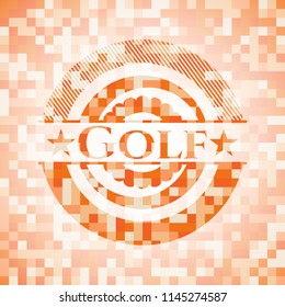 Golf orange mosaic emblem