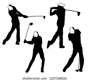 golf outdoor sport vector logo design inspiration, a player hits the ball with a swing stick for brand and presentation visual