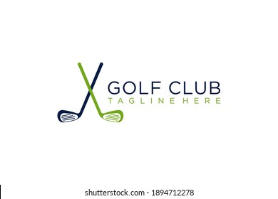 golf outdoor sport vector logo design inspiration, a player hits the ball with a swing stick for brand and presentation visual