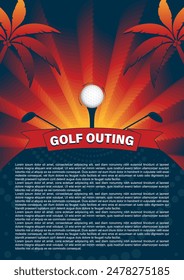 Golf outing template design with golf ball, vector illustration