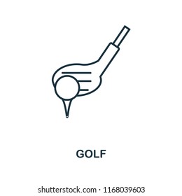 Golf outline icon. Simple element illustration. Golf icon in outline style design from sport equipment collection. Can be used for web, mobile and print. web design, apps, software, print.