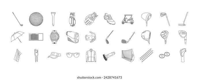 Golf Outline Illustration Vector Set