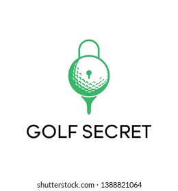 golf with padlock smart logo, flat logo