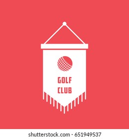Golf Pennant Flat Icon On Red Background