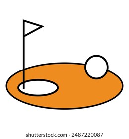 banderín de golf aislado sobre fondo blanco. Icono de agujero de golf. Equipo de golf.