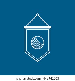 Golf Pennant Line Icon On Blue Background