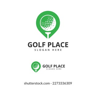 Golf pin logo design. Golf place, Golf map, and location logo design template