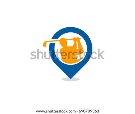 Golf Pin Point Icon Logo Design Element