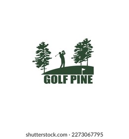 Golf pines sillhouette green logo design